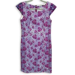 Andrew Marc New York Floral Lace Dress Purple Blue With White Lining Size 6